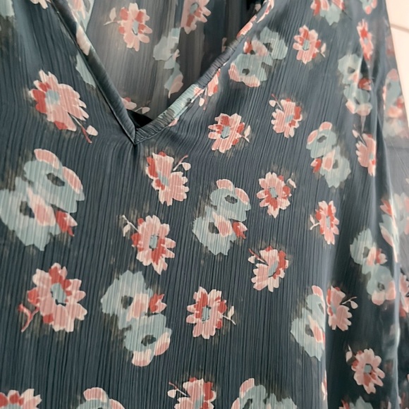 Like New⭐️ Billabong Stevie Blue Floral Boho Long Sleeve Ruffle Mini Dress - Picture 10 of 10